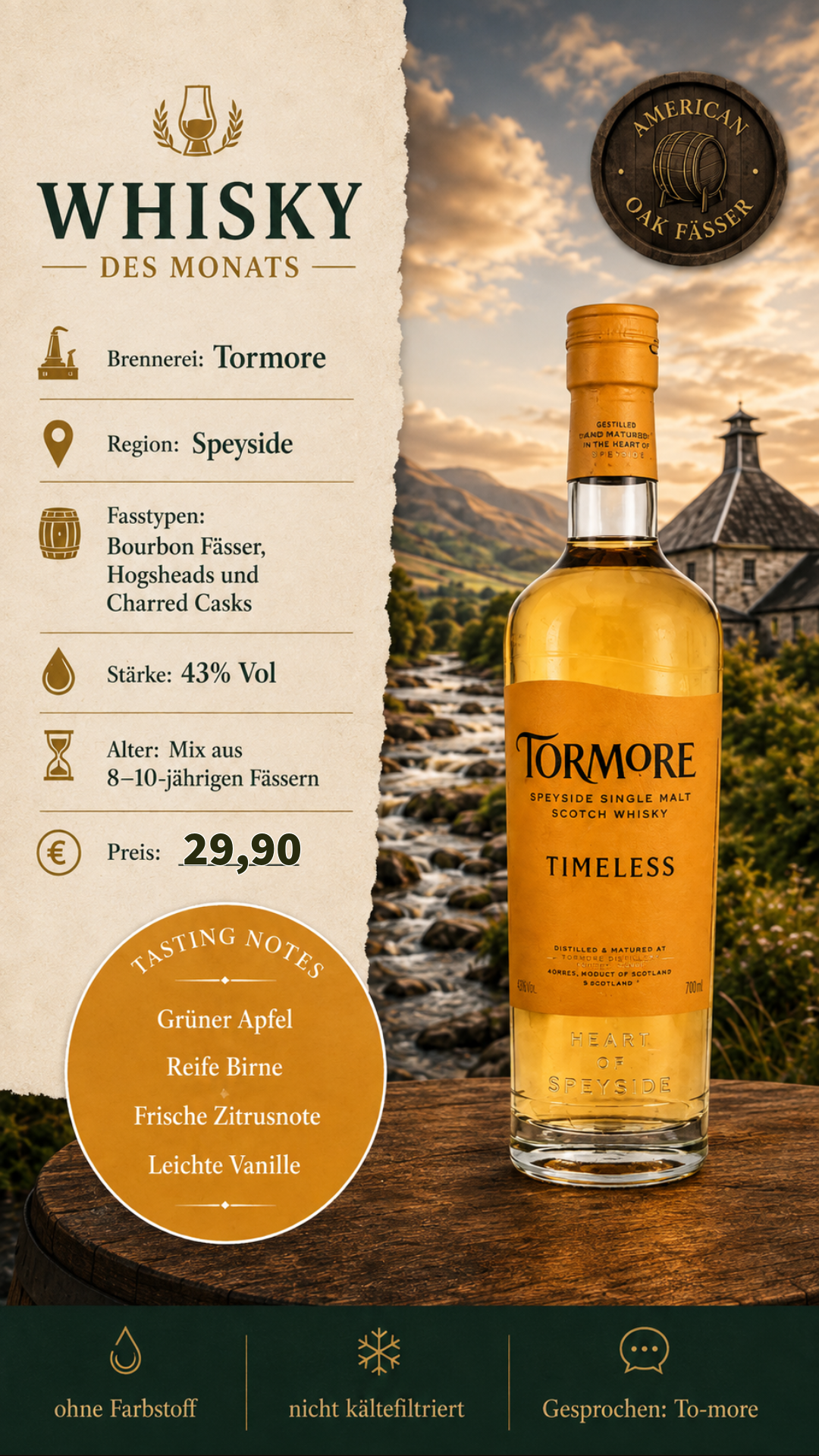 Tormore Timeless Speyside Single Malt Scotch Whisky 0,7l
